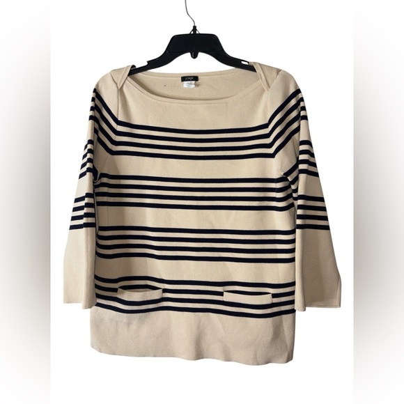 J. Crew Cream and Black Striped Blouse - Picture 2 of 4